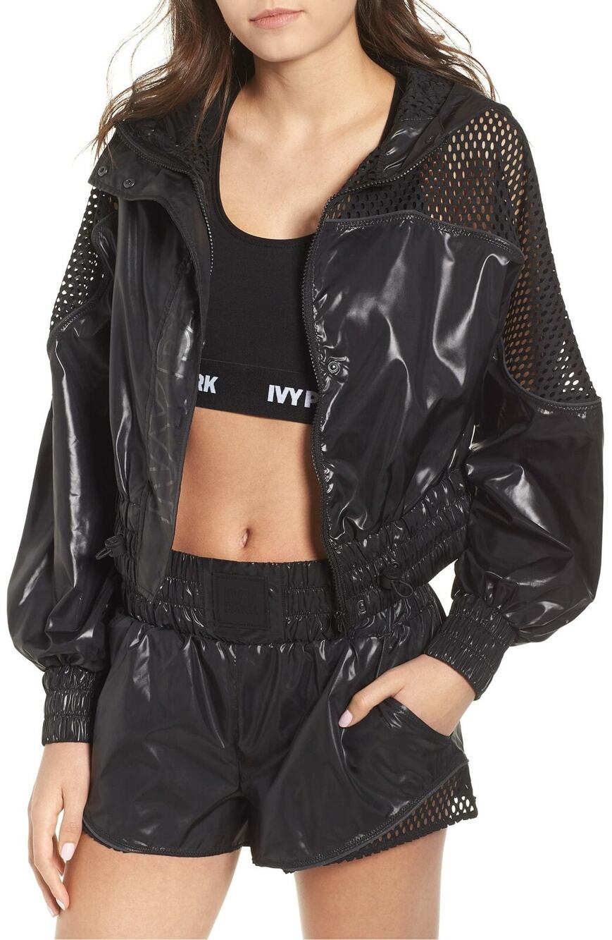 IVY PARK Mesh Panel BLK Nylon Zip Up, Showerproof Active Jacket, NWT